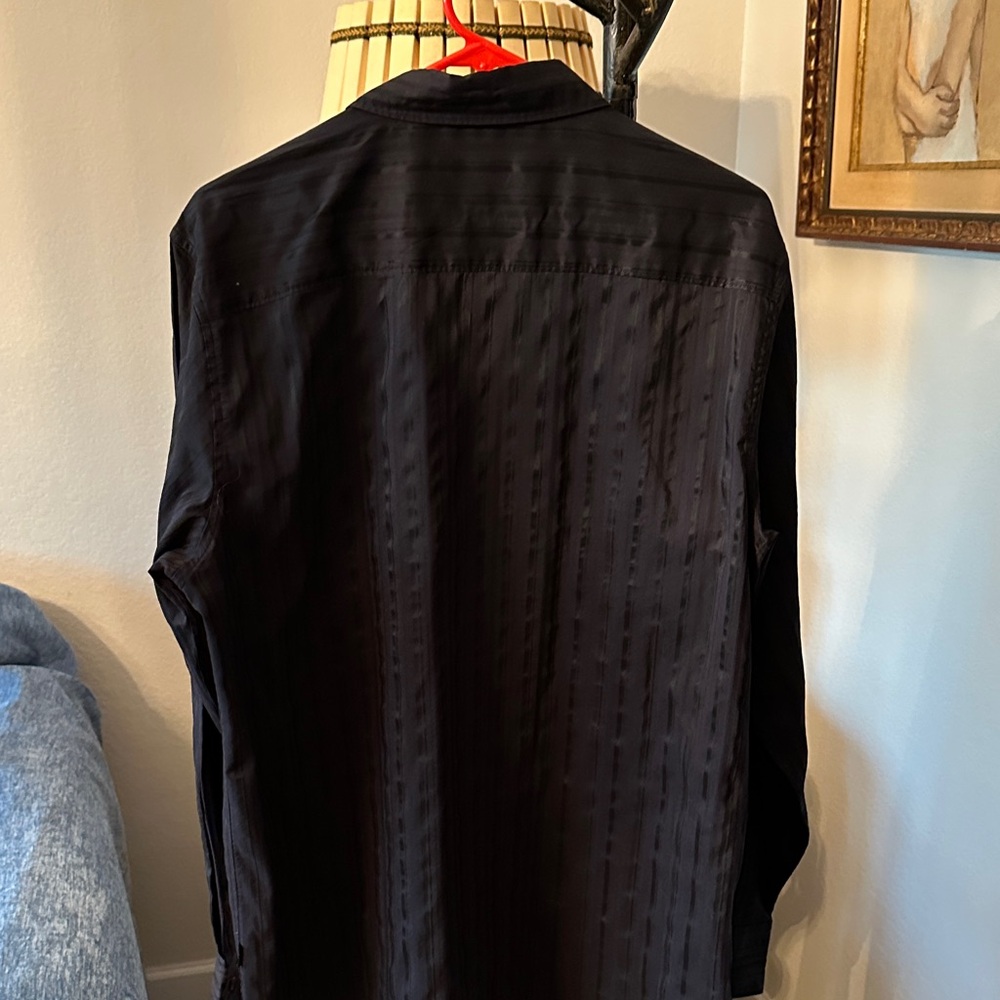 Calvin Klein Men's Black Textured Long-Sleeve Dress Shirt - Picture 8 of 10